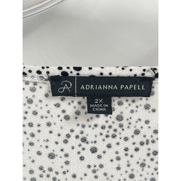 Adrianna Papell Black White Print Blouse Cap Sleeve Sz 2X - Picture 3 of 5